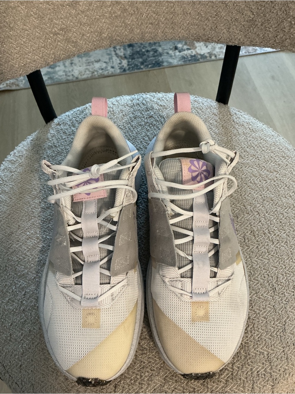Nike Women's White Sneakers with Beige & Pink Accents